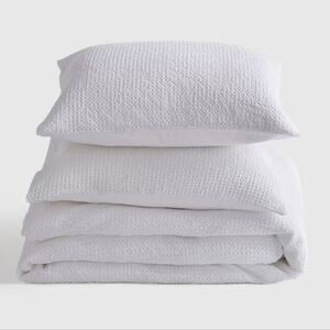 Quince Lux 100% Organic Cotton Tomano King Size Duvet Cover Set NWT Undyed